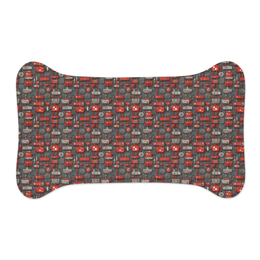 Crimson Cogs and Circuitry Pattern - Pet Feeding Mat Pet Ze