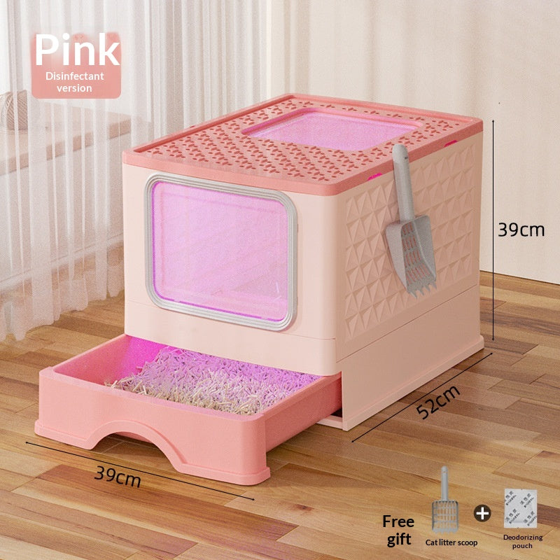 Extra-large Fully Enclosed Drawer-Type Foldable Cat Litter Box
