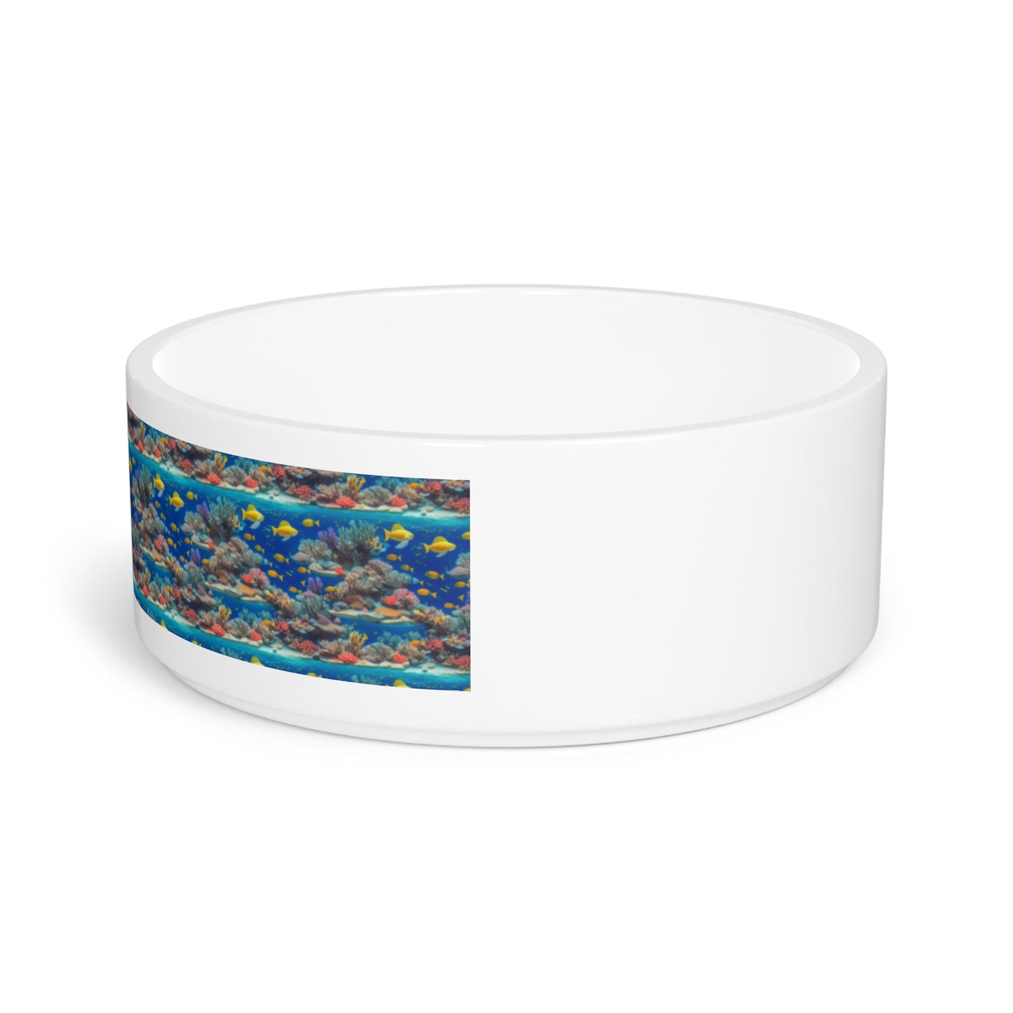 Sunlit Reef Mosaic with Golden Fish Shoals - Pet Bowl