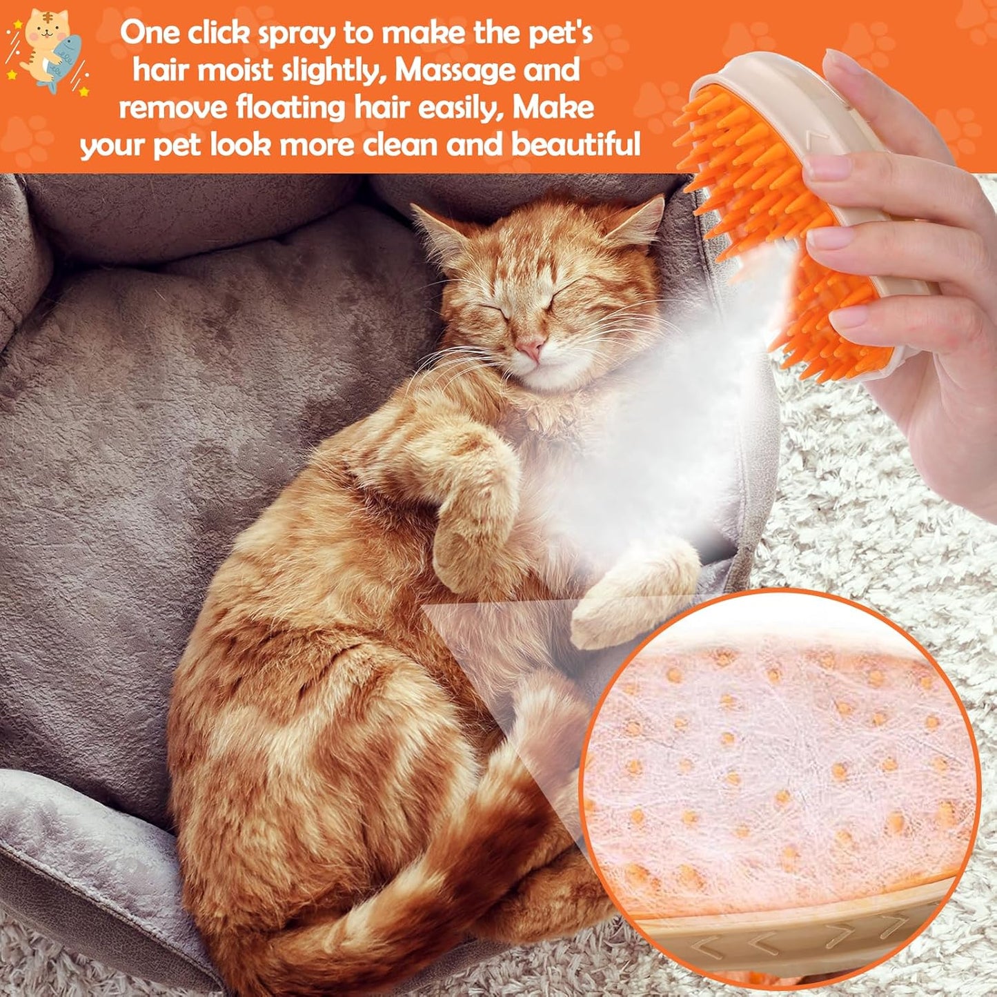 Cat Steam Brush Upgraded 4 In1 Steamy Cat Brush For Shedding Cat Brush Steamer For Massage Multifunctional Cat Hair Grooming Brush Pet Hair Removal Tool With Ringworm Detector For Cats Dogs