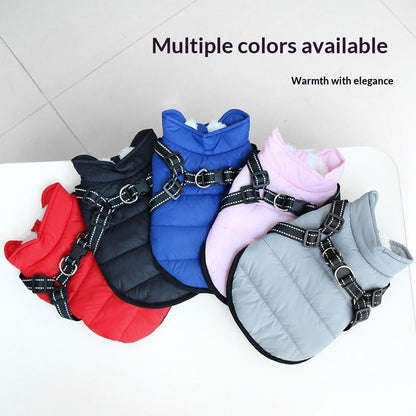 Insulated Fleece-lined Dog Vest With Chest And Back Zipper To Prevent Pinchingessential Winter Clothing For Your Pup
