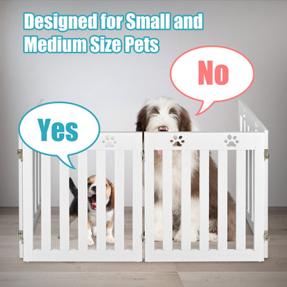24 Inch Folding Wooden Freestanding Pet Gate Dog Gate with 360¬∞ Hinge