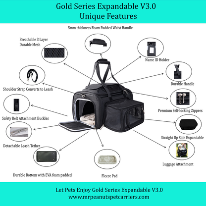 Mr. Peanut's Gold Series Expandable V3.0 Pet Carrier - Updated Model Landing 9/15