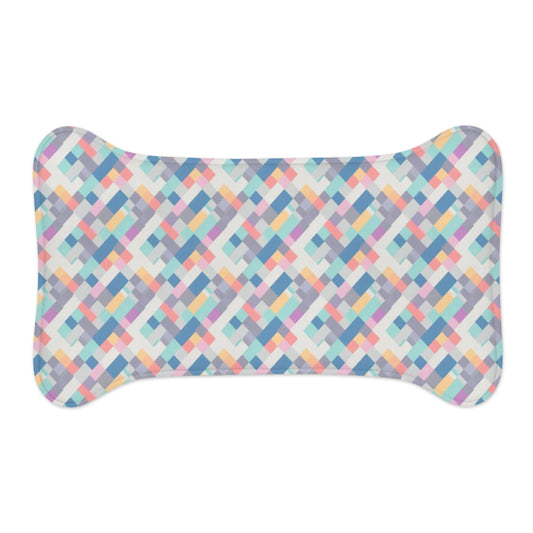 Pastel Pixel Weave in Diagonal Harmony - Pet Feeding Mat Pet Ze