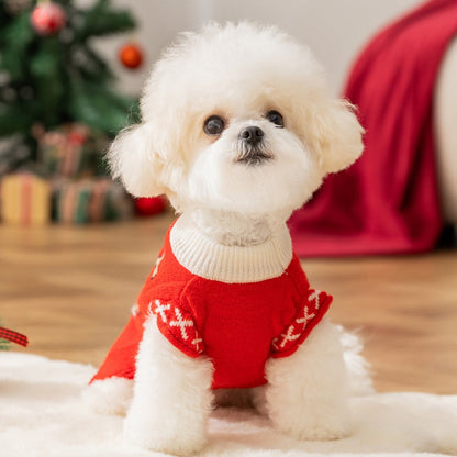 Autumn And Winter Dog Knitted Sweaters, Happy Little Dogs, Prosperous New Year Sweaters, Teddy Bichon Frises, Cat Pet Warm Clothes