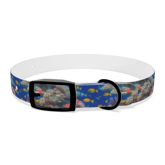 Sunlit Reef Mosaic with Golden Fish Shoals - Pet Collar Pet Zen