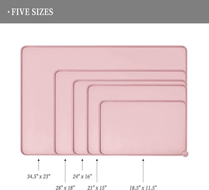 Waterproof Pet Feeding Mat with High Raised Edges, Heavier and Thicker Placemats for Cat Dog Water Bowl with BPA Free, Dogs Cats Food Mats for Messy Drinkers to Prevent Spill and Protect Floors