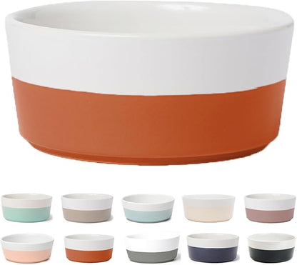Waggo Dipper Ceramic Dog Bowl Heavyweight Durable Dog Food and Water Dish (Large, Teracotta)