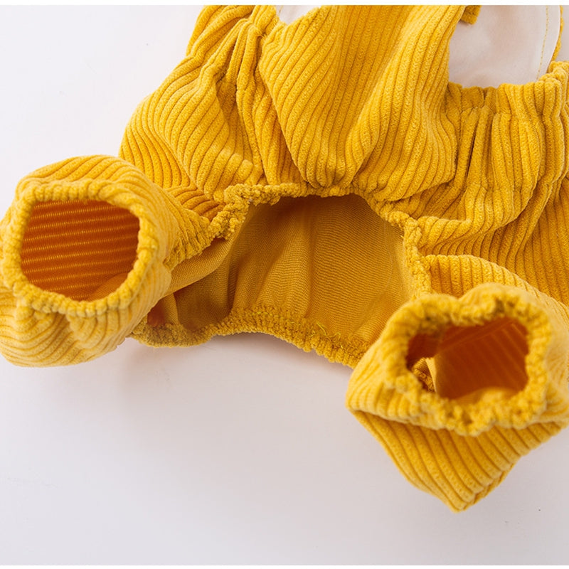 Autumn And Winter Puppy Four-legged Clothes, Cute Bear Corduroy Overalls, Bichon Frise Small Dog Warm Pet Clothes
