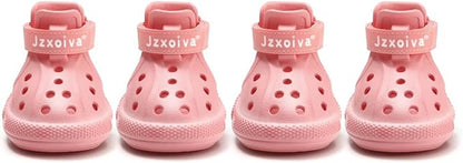 JZXOIVA Dog Shoes for Hot Pavement, Dog Booties for Large Dogs, Breathable Dog Boots & Paw Protectors, Adjustable Non-Slip Dog Rain Booties, Waterproof Pets Sandals for Beach Pink Size 8
