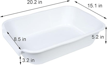 1 Pack of Extra Large Cat Litter Box (ABS Material), Low Entry Senior Litter Pen for Geriatric Kitty Big Cats, Jumbo Pet Safe Litter Boxes Tray for Indoor Pets Potty (White, 20"L x 15.5"W)