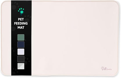 Silicone Dog Mat for Water Bowl and Food Dish, Pet Mat for Floors, Waterproof Dog Food Tray (Off-White Light Lavender)