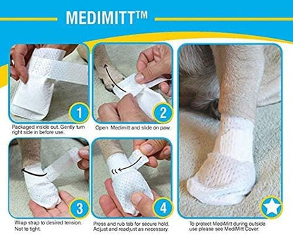 Medimitt Paw Bandages for Dogs, Cats and Pets – Stretchy Medical Booties, First Aid for Paws – Non Slip, Non Adhesive, Breathable, Disposable, Washable, Adjustable Strap, Value Pack (X-Large 20-Pack)