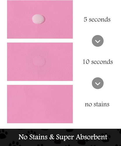Pet Feeding Mat-Absorbent Dog Mat for Food and Water Bowl-No Stains Quick Dry Water Dispenser Mat-Dog Accessories Pet Supplies-Bowl for Messy Drinkers（BRIGHTPINK,23"x34"