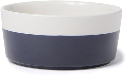 Waggo Dipper Ceramic Dog Bowl for Small and Large Breeds - Heavyweight and Durable Pet Food and Water Dish Crock, Dishwasher Safe, Modern (Midnight Blue, Medium)