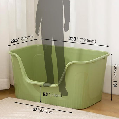 Vealind XXL Cat Litter Box 31''×21''×16'', Extra Large Litter Box for Big Cats or Multiple Cats, Jumbo High Sided Litter Pan, Leak-Proof & Anti-Splashing, Easy Clean & Durable (Green)