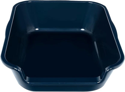 1 Pack of Extra Large Cat Litter Box (ABS Material), Low Entry Senior Litter Pen for Geriatric Kitty Big Cats, Jumbo Pet Safe Litter Boxes Tray for Pets Potty (Dark Blue, 20" L x 15.5" W)