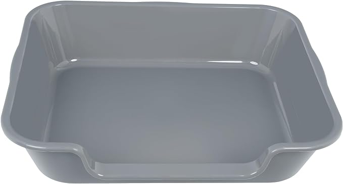 2 Pack of Extra Large Cat Litter Box (ABS Material), Low Entry Senior Litter Pen for Geriatric Kitty Big Cats, Jumbo Pet Safe Litter Boxes Tray for Indoor Pets Potty (Gray, 24" L x 20" W)