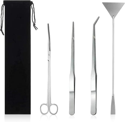 4 in 1 Aquascaping Tools Aquarium Plant Tools Anti-Rust Fish Tank Tools Stainless Steel Tweezers Scissors Spatula for Fish Starter Kits, Aquariums Tank and Terrarium