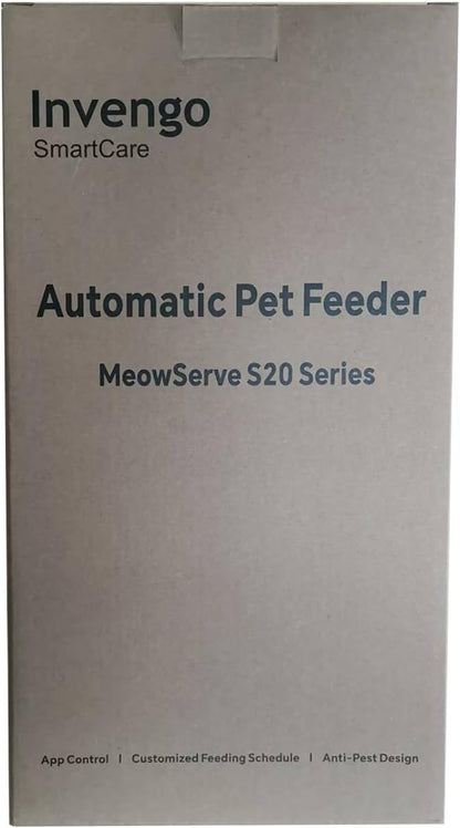Cat Feeder Automatic - Cat Food Dispenser MeowServe S20, Auto Dog Feeder with Stainless Steel Bowl, 5L Pet Feeder with Patented Anti-Jam Port, App, Dual Lock Lid, Dual-Band WiFi & Power Supply