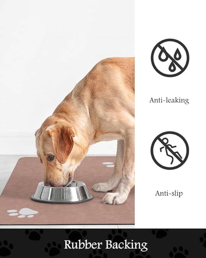 Pet Feeding Mat-Absorbent Dog Mat for Food and Water Bowl-No Stains Quick Dry Water Dispenser Mat-Dog Accessories Pet Supplies-Bowl for Messy Drinkers（Dusty Pink,17"x34"