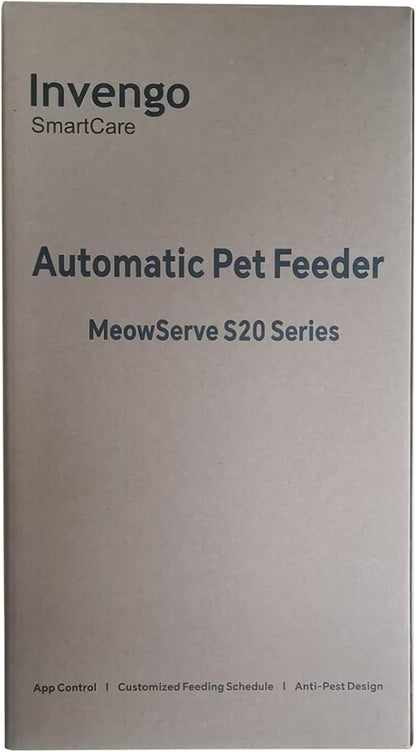 Cat Feeder Automatic - Cat Food Dispenser MeowServe S20, Auto Dog Feeder with Stainless Steel Bowl, 5L Pet Feeder with Patented Anti-Jam Port, App, Dual Lock Lid, Dual-Band WiFi & Power Supply