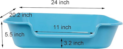 2 Pack of Extra Large Cat Litter Box (ABS Material), Low Entry Senior Litter Pen for Geriatric Kitty Big Cats, Jumbo Pet Safe Litter Boxes Tray for Indoor Pets Potty (Gray, 24" L x 20" W)
