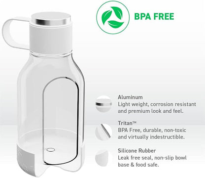 Asobu Buddy Bottle a Stainless Steel Insulated Water Bottle for with Removable Dog Water Bowl and Dog Food and Treat Storage Bowl (White, Tritan 50 oz Water Bottle with Bowl)