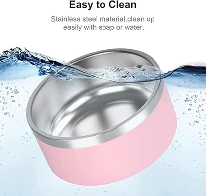 Grey Dog Double Wall Stainless Steel Pet Bowl, Vacuum Insulated, Non Skid, 64 oz