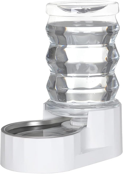 Sfozstra Dog Water Bowl Dispenser: 6L White Lagre Stainless Steel - BPA-Free - Automatic Gravity Pet Water Dispenser for Busy Owners