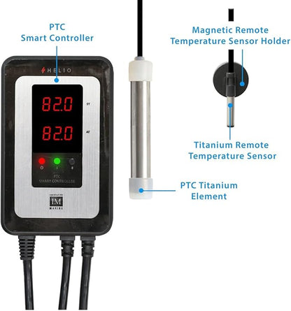 Innovative Marine Helio PTC Smart Heater - Titanium Reef Aquarium Heating System with Smart Solid State Ceramic Chip Technology (50 Watt)