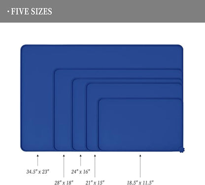 Waterproof Pet Feeding Mat with High Raised Edges, Heavier and Thicker Placemats for Cat Dog Water Bowl with BPA Free, Dogs Cats Food Mats for Messy Drinkers to Prevent Spill and Protect Floors