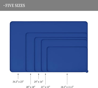Waterproof Pet Feeding Mat with High Raised Edges, Heavier and Thicker Placemats for Cat Dog Water Bowl with BPA Free, Dogs Cats Food Mats for Messy Drinkers to Prevent Spill and Protect Floors