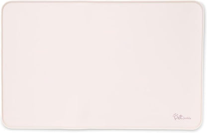 Silicone Dog Mat for Water Bowl and Food Dish, Pet Mat for Floors, Waterproof Dog Food Tray (Off-White Light Lavender)