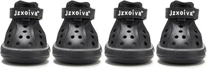 JZXOIVA Dog Shoes for Hot Pavement, Dog Booties for Medium Dogs, Breathable Dog Boots & Paw Protectors, Adjustable Non-Slip Dog Rain Booties, Waterproof Pets Sandals for Beach Black Size 5