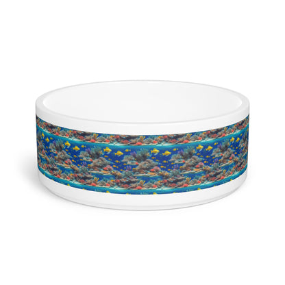 Sunlit Reef Mosaic with Golden Fish Shoals - Pet Bowl