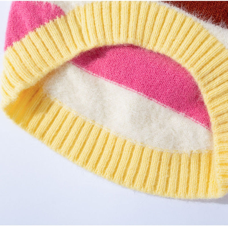 Pet Clothing, Corgi Special Rainbow Apple Striped Autumn And Winter Warm Medium-sized Dog Pullover Sweater, Dog Clothing