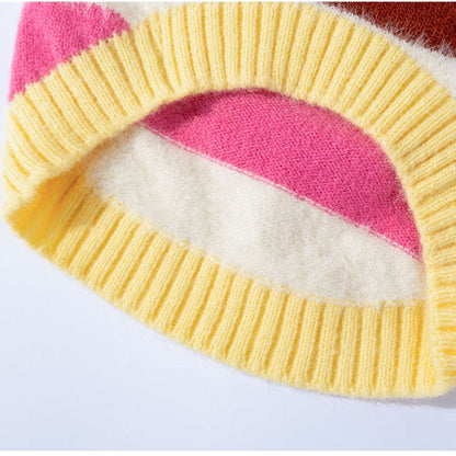 Pet Clothing, Corgi Special Rainbow Apple Striped Autumn And Winter Warm Medium-sized Dog Pullover Sweater, Dog Clothing