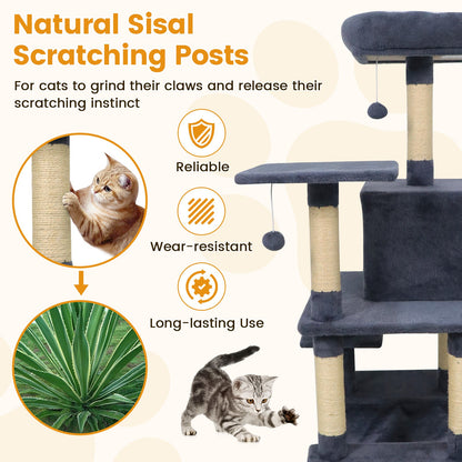 58" Multi-Level Cat Tree Soft Plush Cat Tower with Padded Top Perch