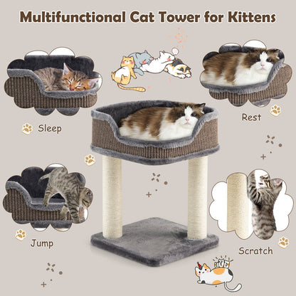 Multi-Level Cat Climbing Tree with Scratching Posts and Large Plush Perch