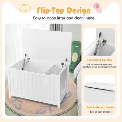 Wooden Cat Litter Box Enclosure with Top Opening Side Table Furniture