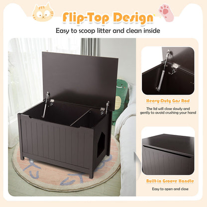 Wooden Cat Litter Box Enclosure with Top Opening Side Table Furniture