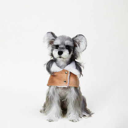 British-style Plush Schnauzer Greyhound Fashion Warm Cloak Coat
