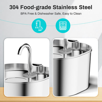 Stainless Steel Smart Pet Water Dispenser Automatic Circulation Large Capacity
