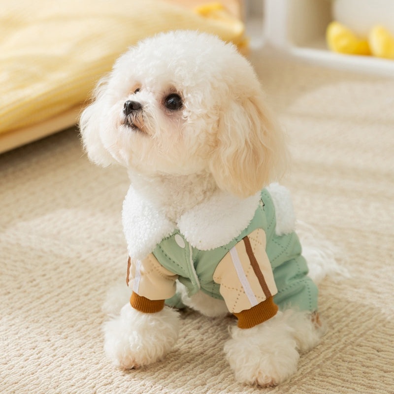 Warm And Thick Maillard Pocket Patch Four-legged Cotton Coat For Dogs In Autumn And Winter. Pet Clothing For Small And Medium-sized Dogs And Cats