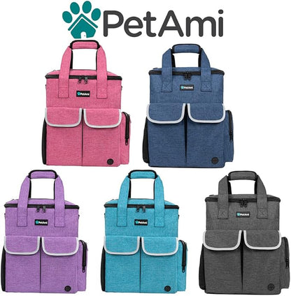 PetAmi Dog Travel Bag Pet Supplies Accessories Organizer for Traveling, Camping, Weekend; Cat Pet Travel Bag Kit Includes 2 Food Storage Containers, 2 Collapsible Bowls, 1 Feeding Mat (Teal Blue)