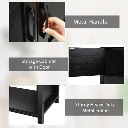 40 Gallon Tank Stand with Cabinet and Power Outlets, Heavy Duty Metal Aquarium Stand for 40-50 Gallon Breeder Tank, Turtle Tank, Double Terrarium Stand, 660LBS Capacity, Black