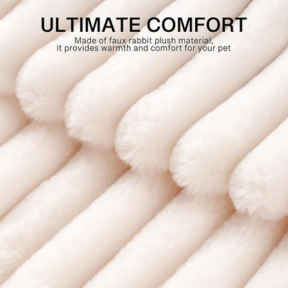 MEWOOFUN Cat Beds for Indoor Cats, Washable Dog Bed for Small Dogs, Round Pet Bed for Puppy and Kitten with Anti-Slip Bottom (Beige, 20"x20"x8")
