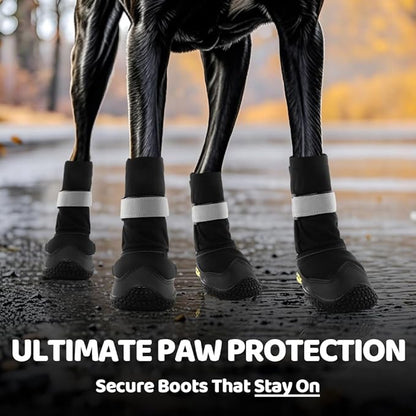Hcpet Dog Shoes, Dog Boots & Paw Protectors for Winter Snowy Days, Rainy Weather, Outdoor Anti-Slip Sole Dog Booties for Hardwood Floor Black-Leg 6
