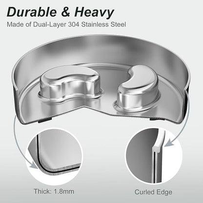 Slow Feeder Dog Bowl, 1Cups Stainless Steel Maze Bowl for Small Breeds, Non-Slip Base, Double Wall Food Grade Metal Dog Dish to Slow Eating